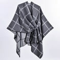 thumbnail image 2 of QQAMB Women’s Large Plaid Shawl Wrap Double Sided Wear Scarf Cape Piercing Design Shoulder Cape for Spring Fall Winter, 2 of 3
