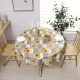 thumbnail image 2 of Vinyl Tablecloth with Flannel Backed Waterproof Oil-Proof PVC Table Cloth Wipeable Spill-Proof Plastic Table Cover for Indoor and Outdoor(Sunflower, 60 x 60 Inch Round) Sunflower 60 x 60 Inch Round, 2 of 5