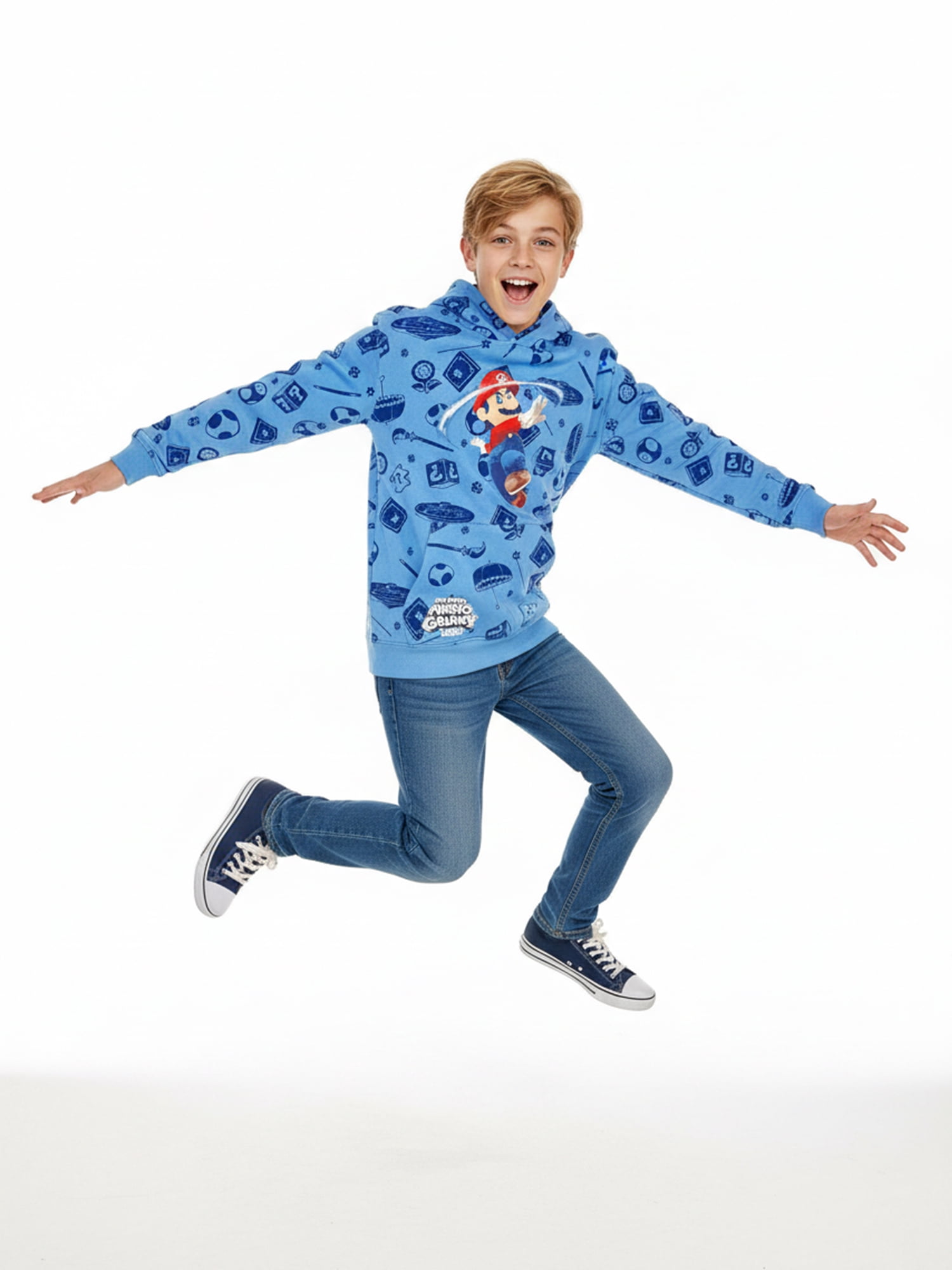The Super Mario Galaxy, Boys' Light Blue Graphic Hoodie, Sizes 4-18