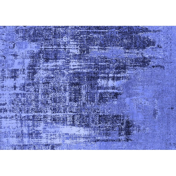 Ahgly Company Machine Washable Indoor Rectangle Oriental Blue Industrial Area Rugs, 2' x 5'