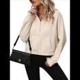 thumbnail image 2 of Sudadera Holgada de Larga con Capucha y Bolsillo con Media Cremallera para Mujer, Otoño e Invierno Albaricoque L, 2 of 10