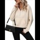 thumbnail image 2 of Sudadera Holgada de Larga con Capucha y Bolsillo con Media Cremallera para Mujer, Otoño e Invierno Albaricoque XL, 2 of 10