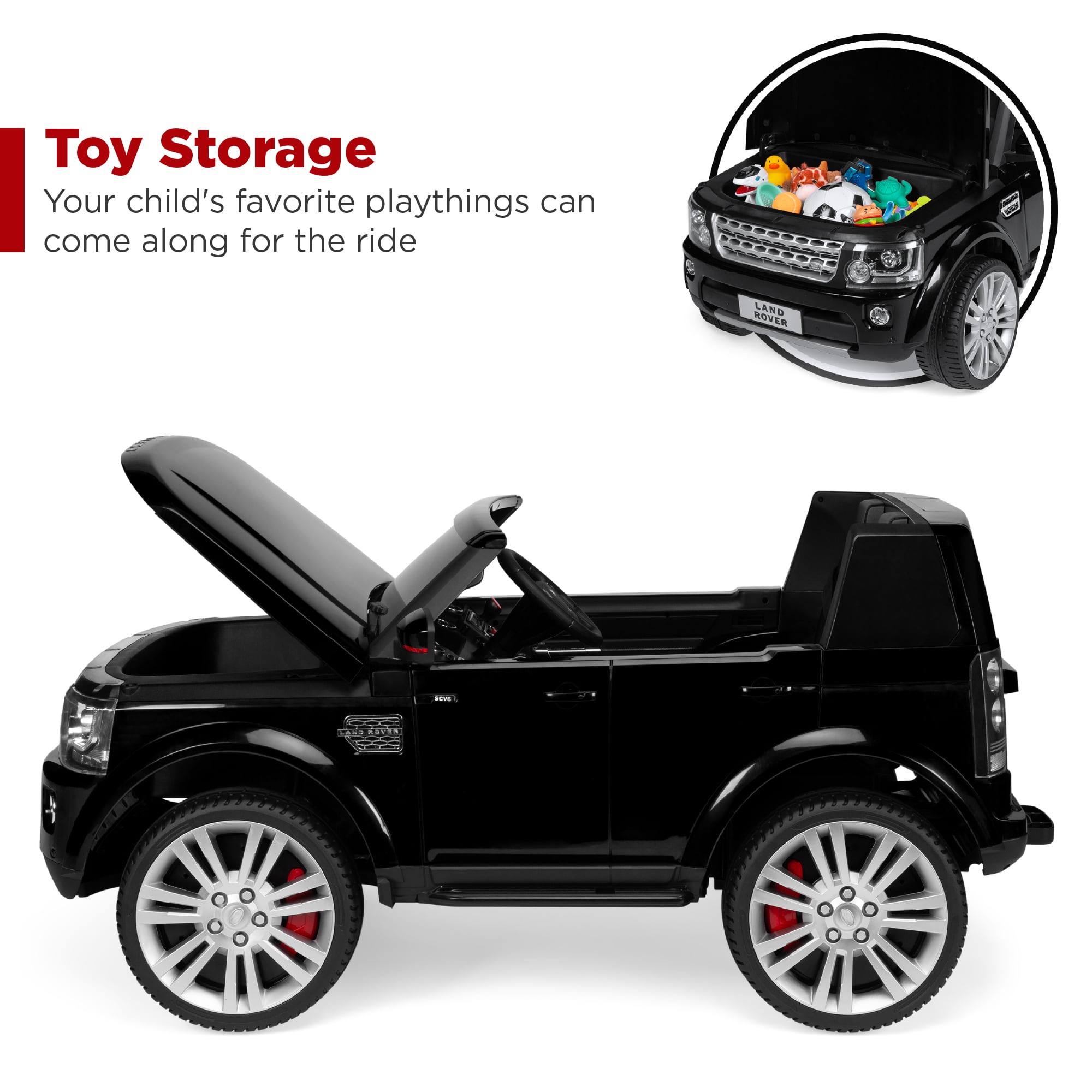 Best Choice Products 12V 3.7 MPH 2-Seater Licensed Land Rover Ride On Car Toy w/ Parent Remote Control - Black - 3