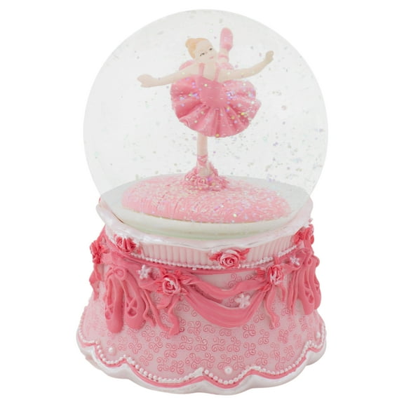 Ballerina Arabesque Pose Rotating Figurine 100MM Water Globe Plays Tune Swan Lake