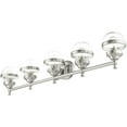 thumbnail image 5 of 42 inch 5 Light Brushed Nickel Bathroom Vanity light fixture with Hand Blown Clear Glass Shade, 5 of 7