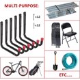 thumbnail image 3 of Paquete de 6 ganchos de almacenamiento de garaje resistentes, colgador de pared de 6,75" para manguera de jardín, silla plegable y bicicleta, 3 of 5