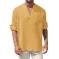 thumbnail image 2 of Mens V Neck Shirts Lightweight Long Sleeve Tshirts Shirt Casual Solid Color Pullover Breathable Basic Loungewear Beach T-Shirts Tops, 2 of 8