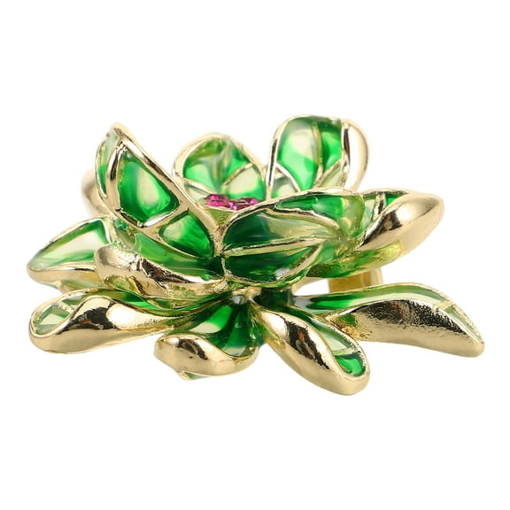 RENACLIPY Green Lotus Flower Brooch Pin Metal Floral Accessory for Decoration