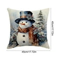 thumbnail image 3 of Christmas Snowman Pillowcase 18x18 in – Soft Linen Decorative Cushion Cover for Sofa, Bed, Winter Holiday Home Decor, 3 of 5
