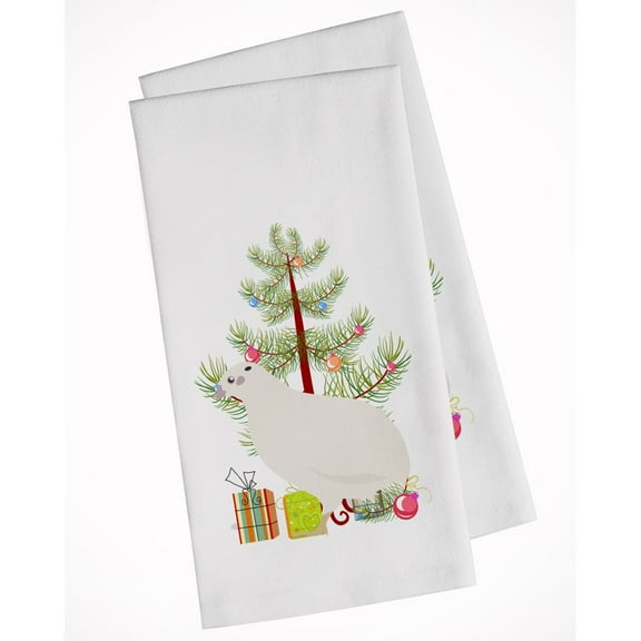 Carolines Treasures BB9324WTKT Texas Quail Christmas White Kitchen Towel Set of 2 Dish Towels Teal 19 X 25" multicolor