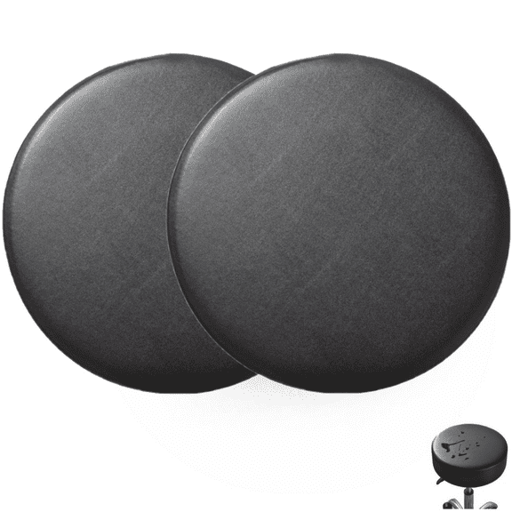 MODANU 2Pcs Bar Stool Covers Round, 12-14inch Waterproof PU Seat Covers With Elastic Bands, Chair Covers Washable Cushion Slipcover, Black