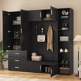 thumbnail image 2 of FFZ 4-in-1 Hall Tree with Padded Bench, 4 Hooks, Adjustable Shelves, Antique Black, 2 of 14