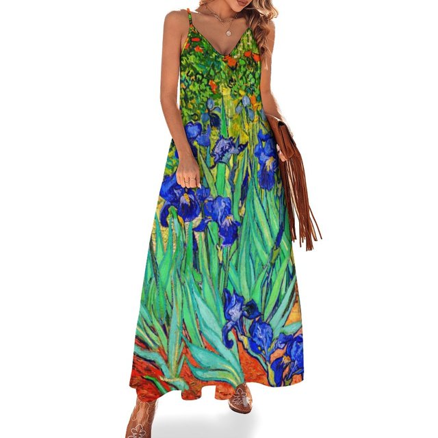 Vestido Van Gogh con diseño floral de almendros y escote en V, estilo bohemio, largo, para mujer, con gráficos kawaii, maxivestido 3XL, 4XL, 5XL