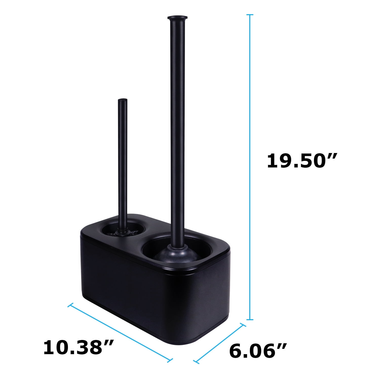 modern sleek toilet bowl brush and Toilet plunger combo - Black