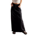 thumbnail image 2 of LYMAYTER ‌Women Fashion Denim Skirt Loose Straight Long Skirt for S-XL Casual Jean Skirt with Pockets, 2 of 8