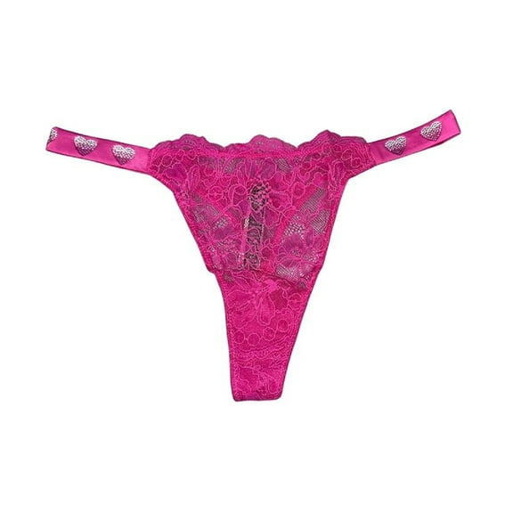 Victoria's Secret Bombshell Shine Strap Very Sexy Lace Thong Panty Color Fuschia Pink Size X-Large NWT
