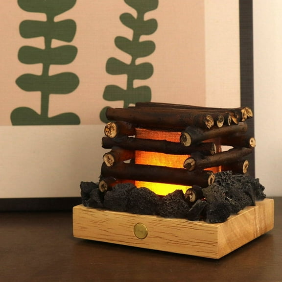 HOT Fake Bonfire Night Light USB Rechargeable 3 Modes LED Campfire Lights with White Noise