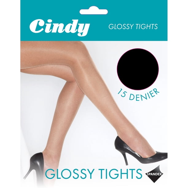 Cindy - Medias brillantes Denier 15 para mujer (1 par) (Negro)