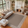 thumbnail image 4 of Garvee Area Rug 8x10ft Bordered Striped Carpet, Stain Resistant Machine Washable Rug Flat Woven Indoor Outdoor Rug with TPR Backing for Patio Balcony Bedroom Living Room, Camel, 4 of 8
