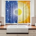 thumbnail image 2 of Ambesonne Space View Kitchen Curtains, Sun Beams Sky Stars, 55"x45", Blue Yellow, 2 of 3