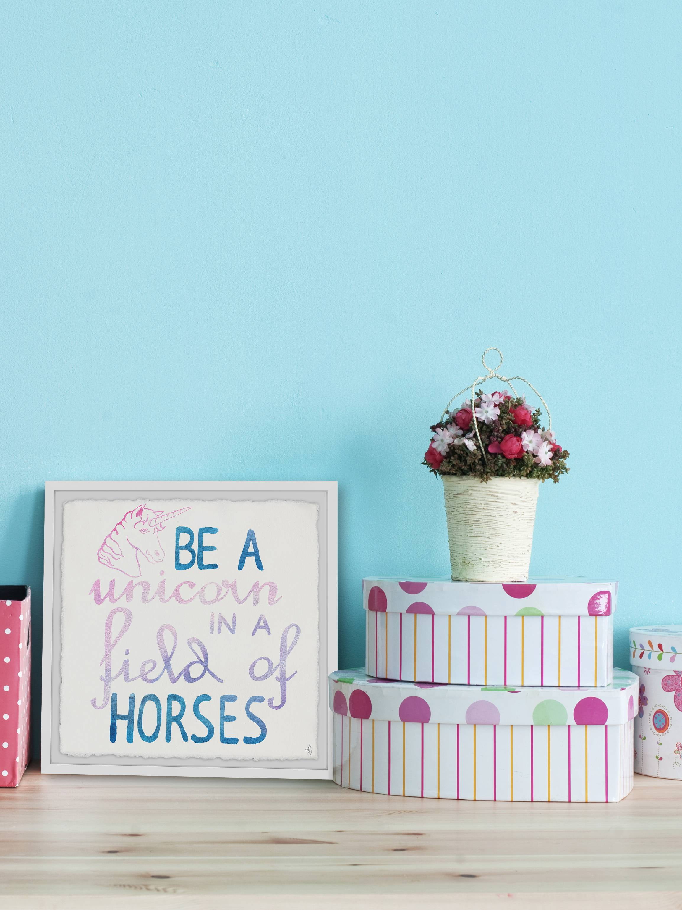 Marmont Hill Unicorn in a Field of Horses Framed Wall Art