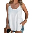 thumbnail image 4 of UVN Spaghetti Strap Tank Tops for Women Summer Sleeveless Tops Eyelet Embroidery Flowy Shirts Scoop Neck Loose Cami, 4 of 9