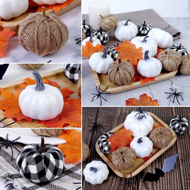 Fall Festive Mix 12 Pack Pumpkins For Outdoor | Halloween & Thanksgiving Display | Durable For Autumn Small Hanging for Trees Wolf Statue Outdoor Large Garden Statues And Sculptures Couple Statues And