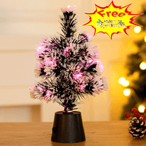 Suncoda Fiber Optic Christmas Tree, Colorful Small Christmas Tree, Tabletop Prelit Christmas Tree Artificial, Xmas Ornaments for Holiday, Wedding, Party, Christmas Decorations Indoor (Free Pendant)