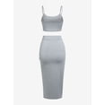 thumbnail image 3 of ZAFUL for Women Prom Dress or Cocktail Dress Evening Party Dress Cami Top and Ruched Slit Skirt Set Light Gray M, 3 of 5