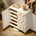 thumbnail image 6 of Tribesigns Shoe Cabinet, 5-Tier White Shoe Storage Cabinet with Doors and Gold Metal Legs for Bedroom, Living Room, 6 of 6