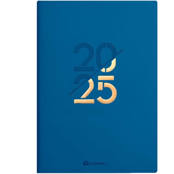 Agenda 2025 Bluelander con Pestañas Diario, Semanal, Mensual, Azul Marino