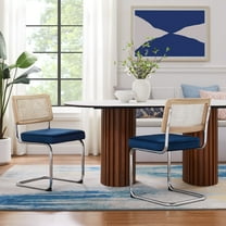 Loft Lyfe Rivky Velvet Navy Armless Kitchen Dining Chair(Set of 2), Home Furniture