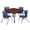 Cherry / Grey / Blue, variant on Regency Kee 48 in. Square Adjustable Classroom Table- Noble Oak Top, Grey Base & 4 Andy 12 in. Black Stack Chairs