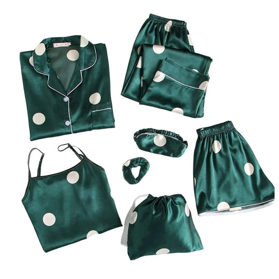 Sngxgn Womens Pajama Set Short Sleeve Shirt with Long Pajama Pant Set Soft PJ Loungewear(Green,XL)