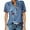 Blue, variant on Women's Short Sleeve Floral V Neck Tops, KZKR Casual Tunic Blouse Loose Shirt Button Up Henley Shirt