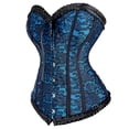 thumbnail image 2 of Corset Tops for Women Floral Lace Corset Bustier Plus Size Overbust Corset Blue 3XL, 2 of 5