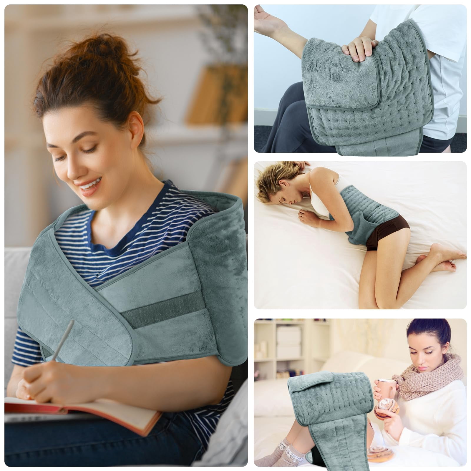 COCOBELA Heating Pad for Back Pain Relief Electric Heating Pad Wrap for Period Cramps Lower Back Neck Shoulders Pain Relief  3 Timer 5 Heat Setting & Auto Shut  12x24 Heated Pad + 20" Belt Adjustable