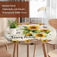 thumbnail image 3 of Sunflower Round Tablecloth 45-54 Inch Round Fitted Table Cloth with Elastic Edge, Vintage Summer Botanical Yellow Floral Pastoral Waterproof Table Cover Protector for Outdoor Picnic Party Dining, 3 of 6