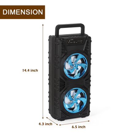 Portable Bluetooth Speaker With Microphone Wireless Speaker Party Remote Control Blue