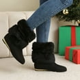thumbnail image 2 of Bottes pour Femmes, Décontractées, à la Mode, Polyvalentes, Tendance, Cool, Rouges, Mignonnes avec Nœud, Semelle Plate, Manches Courtes, Chaudes pour l'Hiver, Bottes pour Femmes, 2 of 7