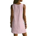 thumbnail image 5 of QUNYINEY A Line Sun Dresses Women Mini Striped Sleeveless Summer Tank Dress with Pockets V Neck Casual Loose Fit Beach Dresses, 5 of 7
