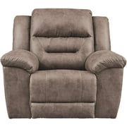 Ashley Furniture Stoneland Power Rocker Recliner, Faux Leather, Adjustable Position, Chocolate