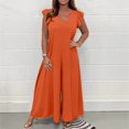 thumbnail image 2 of Women's Lace Up Casual Jumpsuit Ruffled Wide Leg Trousers Solid Color Comfortable Stylish Outfit Fashion Elegant Design, 2 of 2
