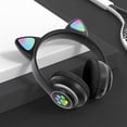 thumbnail image 1 of Auriculares Bluetooth para niños, Auriculares Plegables para niñas, Auriculares inalámbricos para niños con Orejas de Gato con luz LED y micrófono para la Escuela/Tableta/teléfono móvil/PC, 1 of 5