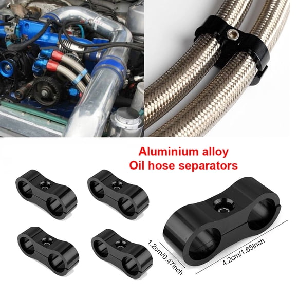 4 Pieces Aluminium Car Oil Hose Separator Clamp Portable Pipe Automobile Anti-corrosive Anodized Anti-corrosive Fitting Adapter Bracket Accessories AN8