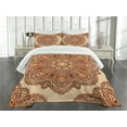 thumbnail image 3 of Ambesonne Ethnic Quilted Bedspread Set 3 Pcs, Mandala Paisley Floral Art, King Size, Dark Brown Pale Brown, 3 of 5