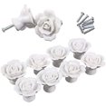 thumbnail image 5 of CHAO Uds. Elegantes tiradores de rosas blancas, tiradores de cerámica para muebles, tiradores para cajones y armarios, 5 of 5