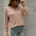 thumbnail image 5 of Tops for Women V Neck Button Down Solid Color Basic Blouse Casual Loose Fit Long Sleeve Summer Fall Tunic Shirts, 5 of 6