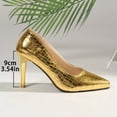 thumbnail image 5 of Xfvqtps Womens Heels Pointed Toe High Heel Dress Shoes Metallic Texture Evening Pumps Wedding Party Cocktail Shoes, 5 of 9