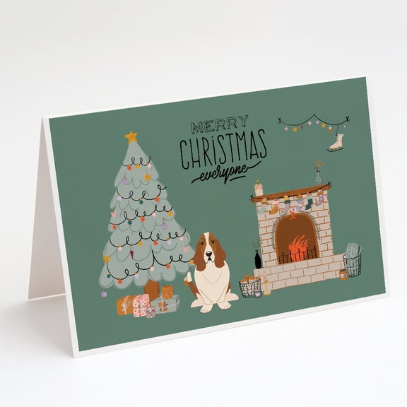 Basset Hound Christmas Everyone Greeting Cards and Envelopes Pack of 8